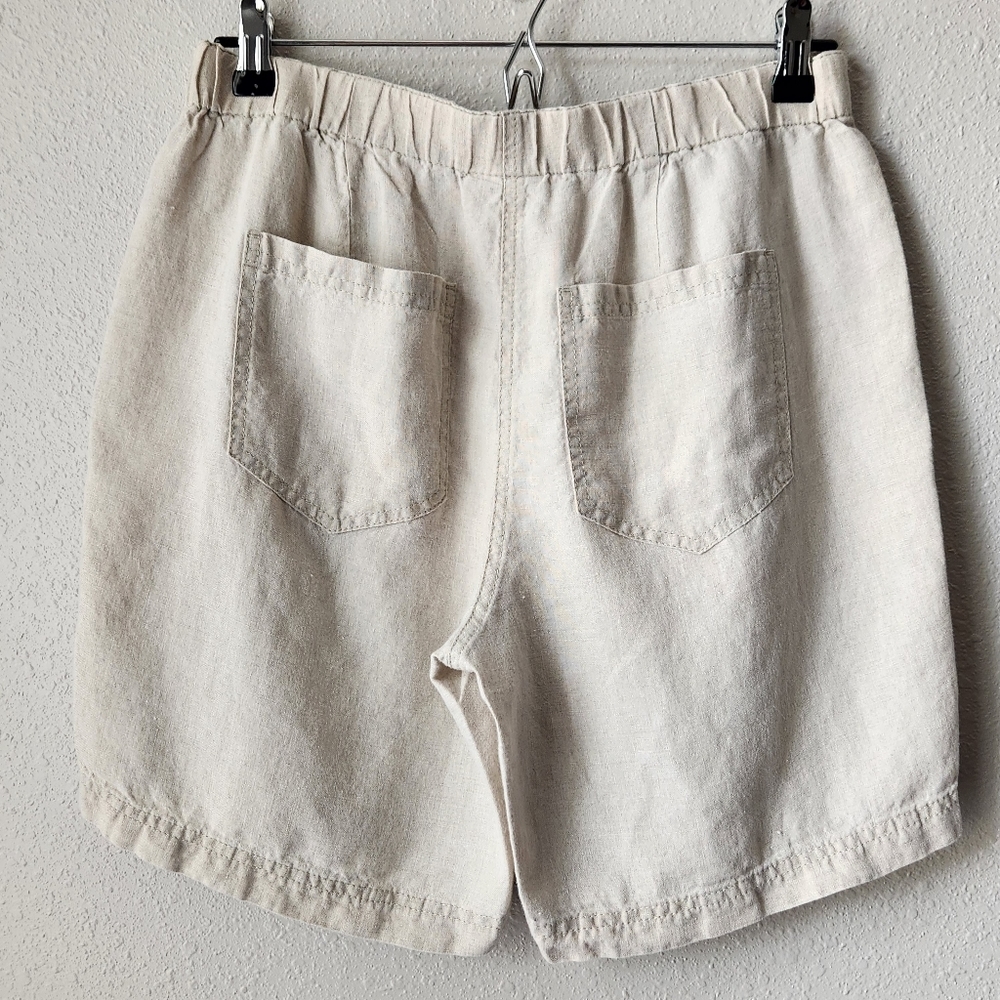 J. JILL LOVE LINEN Flat Front Chino 100% Linen Shorts - Picture 3 of 9